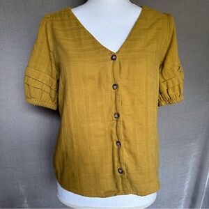 Madewell Pembroke Cotton Top Mustard Yellow Womens Small